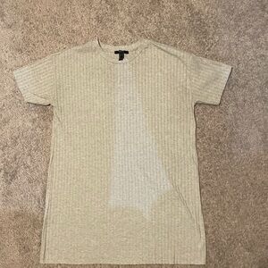 Forever 21 Women's Short-Sleeve Ribbed Tee - Light Grey